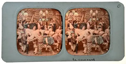Carte stéréoscopique "Le Carnaval" french tissue c.1870 Tirage albuminé