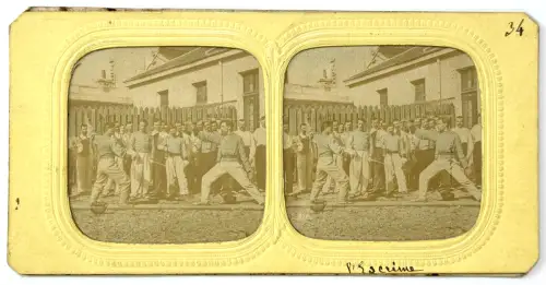 Carte stéréoscopique "Le Duel" french tissues c.1870 Tirage Albuminé