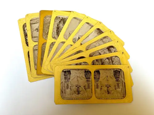 "La Biche au bois" par Adolphe Block 10 cartes stéréo albuminées french tissues