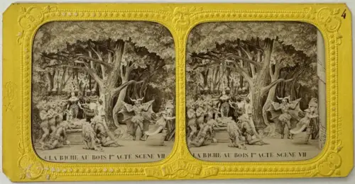 "La Biche au bois" par Adolphe Block 10 cartes stéréo albuminées french tissues