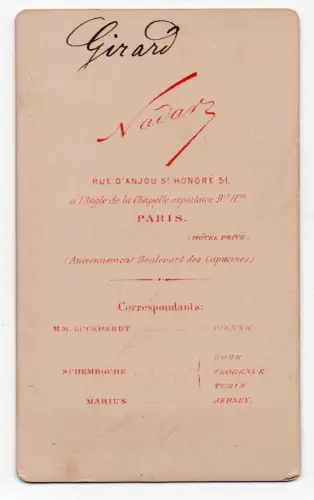 Portrait de l'actrice et soprano Juliette Simon-Girard par NADAR cira 1878