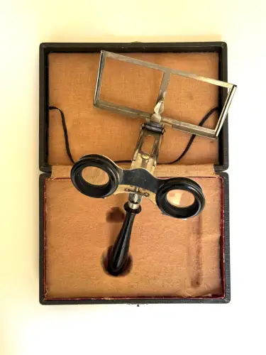 Stéréoscope de collection pliable OMNIUM III en métal circa 1910