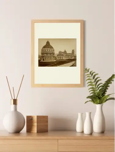 Fratelli ALINARI, Baptistère, Cathédrale et tour de Pise, Italie c. 1870 Vintage