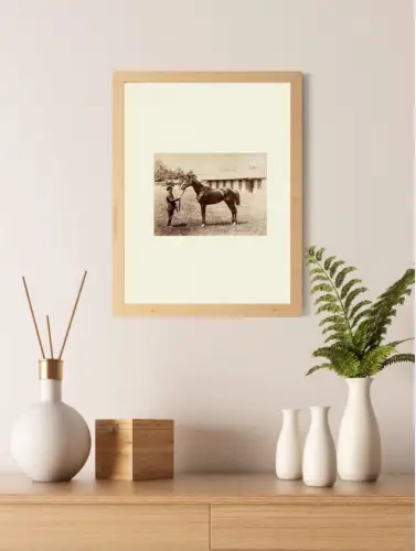 Tirage albuminé photographie hippique Présentation du cheval de course c.1880