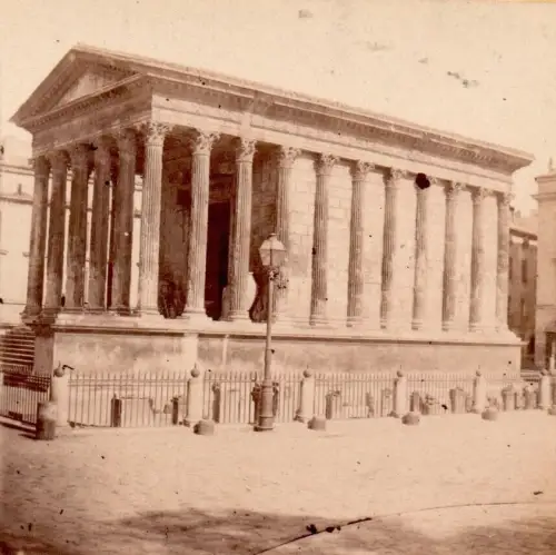 Felix FESCOURT  La Maison Carrée de Nimes, vue stéréoscopique c.1870