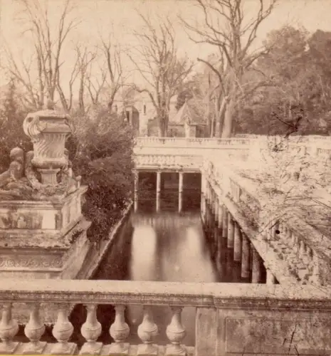 Felix FESCOURT  Les Bains Romains de Nimes, vue stéréoscopique c.1870
