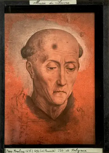 Autochrome de la peinture "Tête de religieux" de Hans Memling  c. 1910