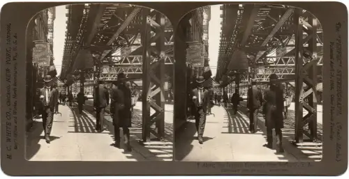 Stereo - H. C. White Co. - Vintage stereoview - Bowery Street New York 