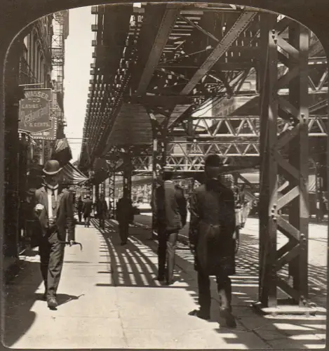 Stereo - H. C. White Co. - Vintage stereoview - Bowery Street New York 