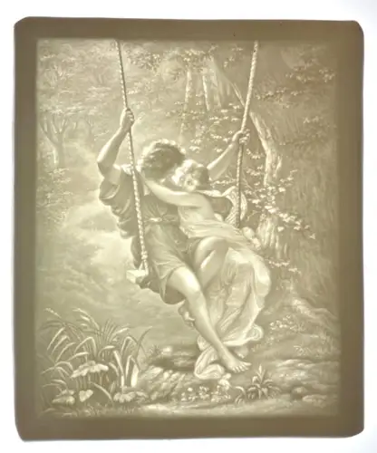 Lithophanie Scène galante à l'escarpolette