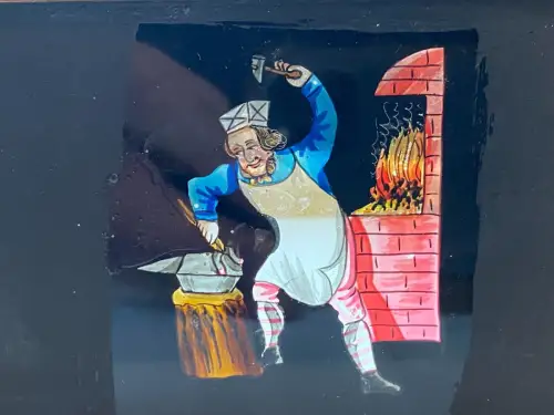 Le Forgeron - Plaque à système pour lanterne magique circa 1870