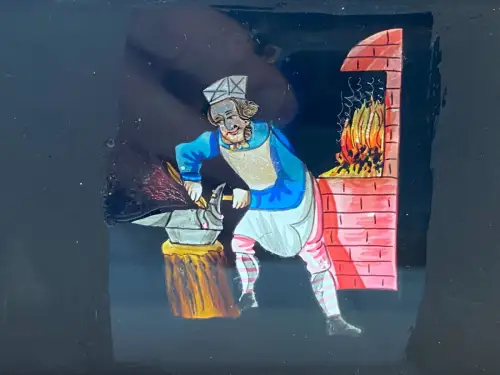 Le Forgeron - Plaque à système pour lanterne magique circa 1870