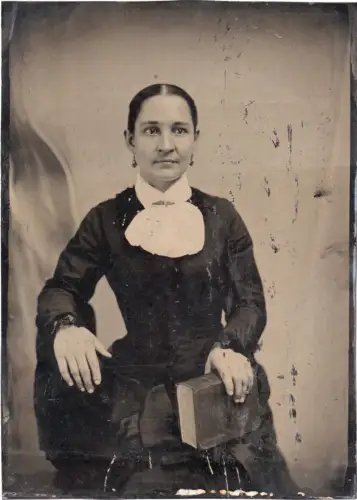 Grand Ferrotype "Portrait de femme" circa 1880