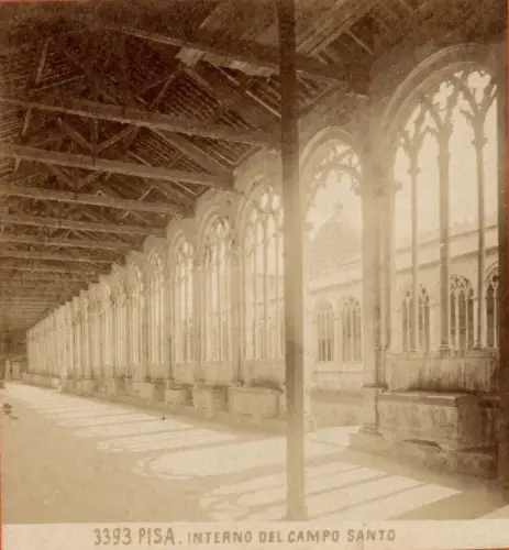 Giacomo Brogi Firenze, vue stéréo tirage albuminé- Interno Campo Santo PISA 1870