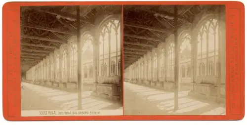 Giacomo Brogi Firenze, vue stéréo tirage albuminé- Interno Campo Santo PISA 1870