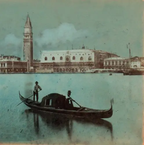 6 vues stéréoscopiques aquarellées Venise c.1870