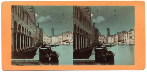 6 vues stéréoscopiques aquarellées Venise c.1870