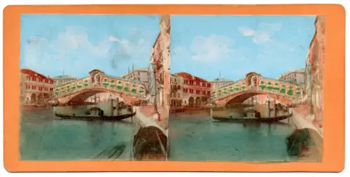 6 vues stéréoscopiques aquarellées Venise c.1870