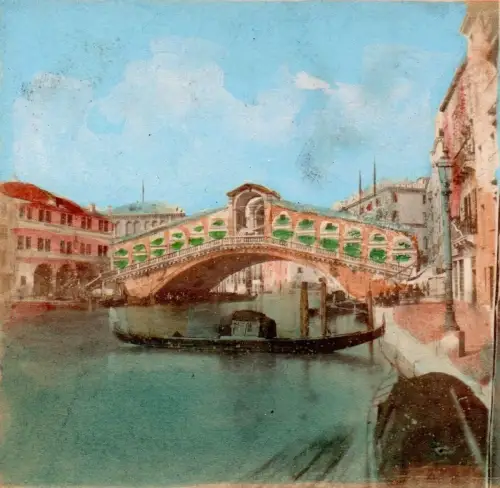 6 vues stéréoscopiques aquarellées Venise c.1870