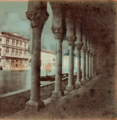 6 vues stéréoscopiques aquarellées Venise c.1870