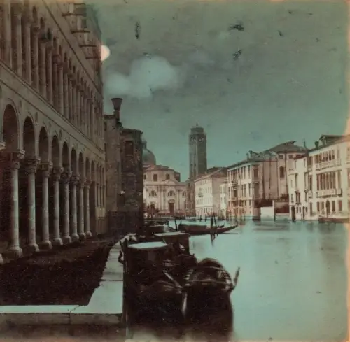 6 vues stéréoscopiques aquarellées Venise c.1870