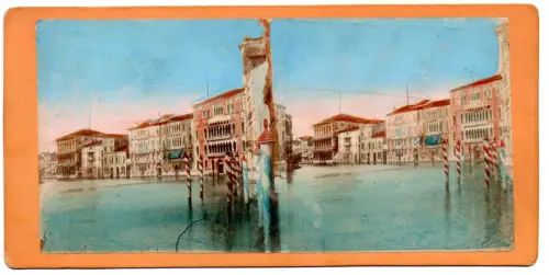 6 vues stéréoscopiques aquarellées Venise c.1870