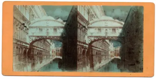 6 vues stéréoscopiques aquarellées Venise c.1870