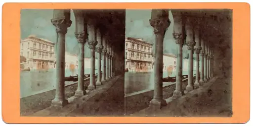 6 vues stéréoscopiques aquarellées Venise c.1870