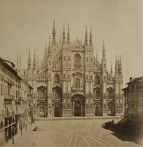 Vintage Photography Il Duomo, Milan, Italie Tirage albuminé d'époque c. 1855