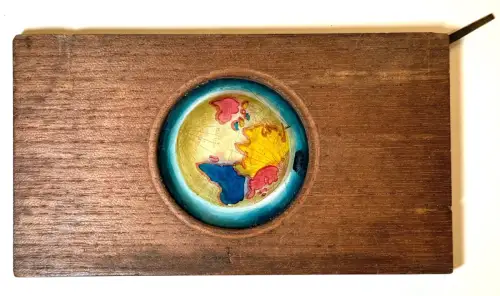 "La goélette autour de la Terre" plaque à tirette pour Lanterne Magique c.1850