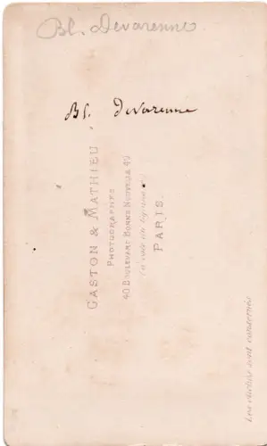 Blanche De Varennes CDV par Gaston & Mathieu tirage albuminé d'époque circa 1870