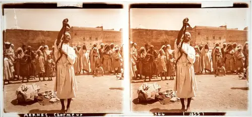 5 très belles plaques de verre stéréo Afrique et visionneuse circa 1910