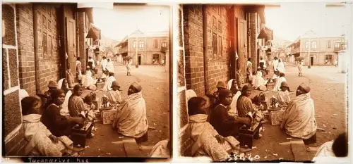 5 très belles plaques de verre stéréo Afrique et visionneuse circa 1910