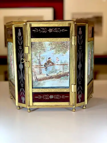 Grande lanterne pour 3 lithophanies colorisées circa 1850