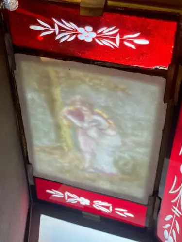 Grande lanterne pour 3 lithophanies colorisées circa 1850