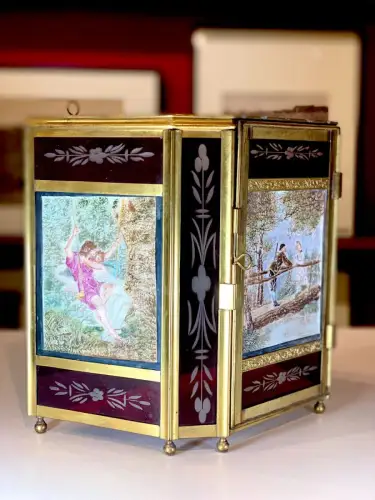 Grande lanterne pour 3 lithophanies colorisées circa 1850