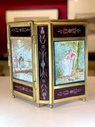 Grande lanterne pour 3 lithophanies colorisées circa 1850