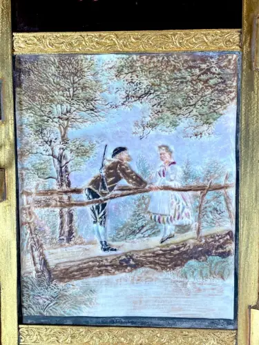 Grande lanterne pour 3 lithophanies colorisées circa 1850