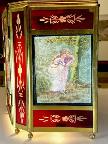 Grande lanterne pour 3 lithophanies colorisées circa 1850