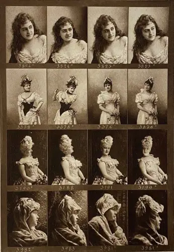 "Nadar Actualité" planche de clichés photographiques d'actrices c.1892
