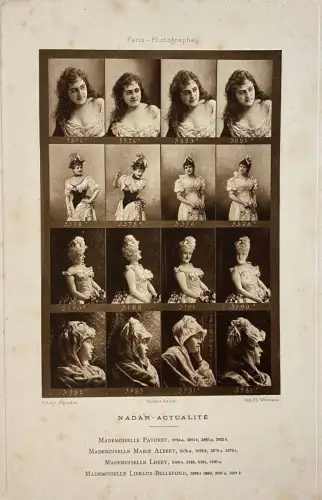 "Nadar Actualité" planche de clichés photographiques d'actrices c.1892