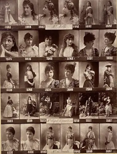 "Nadar Actualité" planche de clichés photographiques d'actrices c.1892 Vintage