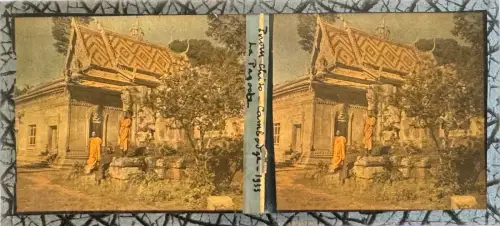 Autochrome stéréoscopique "La Pagode,Cambodge" c.1933