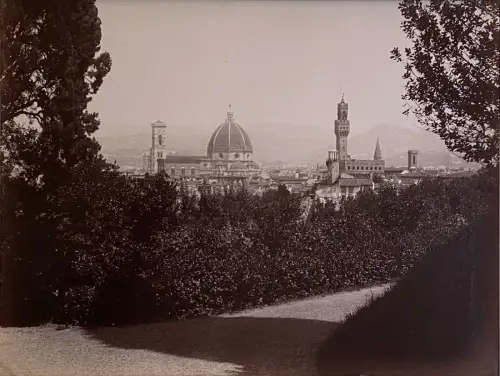 Photographie Vintage - Giacomo Brogi- Florence vue des jardins de Boboli  c 1880