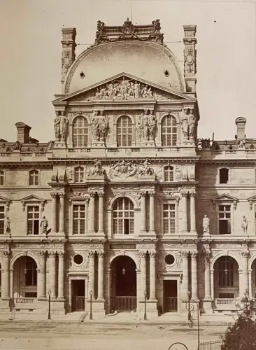 BALDUS Edouard, Pavillon Richelieu, Le Louvre, Paris circa 1859 vintage signé