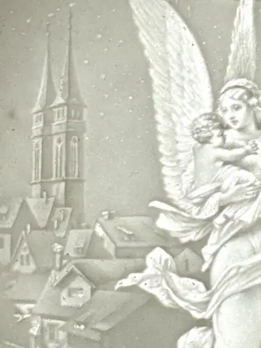 Lithophanie convexe sertie de strass "L'Ange" circa 1850