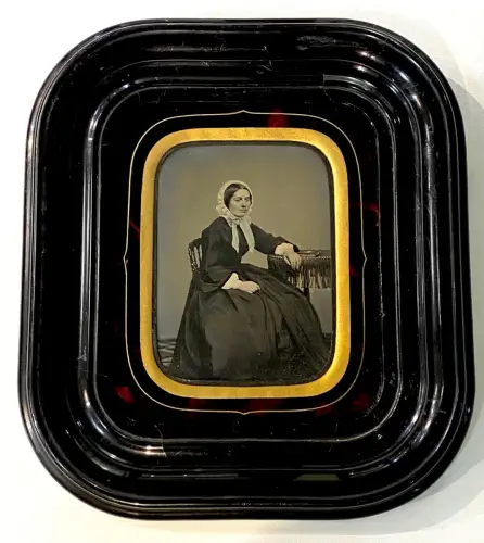 Ambrotype "Femme au ruban bleu" c.1865  vintage photography