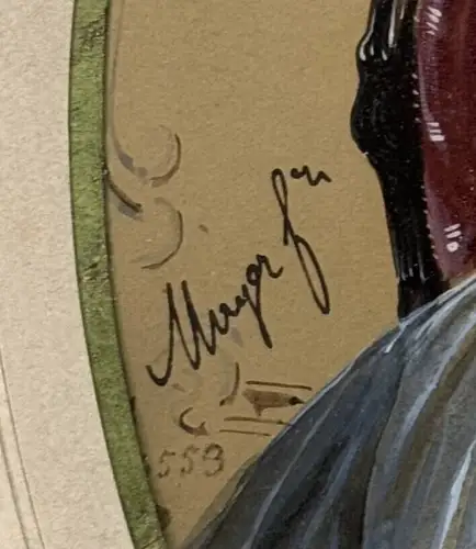 Portraits d'un couple élégant  par MAYER, photographie peinte c.1850