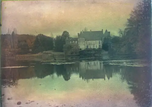 Autochrome - Manoir et son reflet - circa 1910 Photographie Vintage