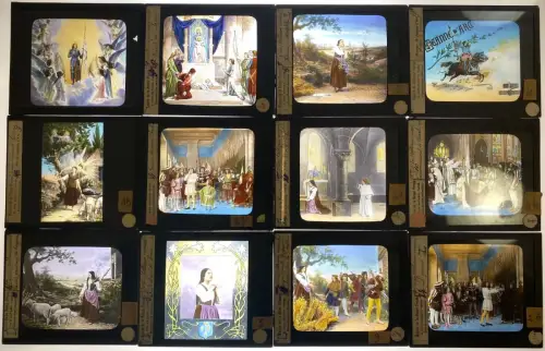 Collection 50 plaques de verre peintes "Jeanne d'Arc" Bayard Maison de la Presse